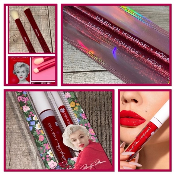 Marilyn Monroe 2pc Moda Brush & Red Lip Set - Picture 1 of 9